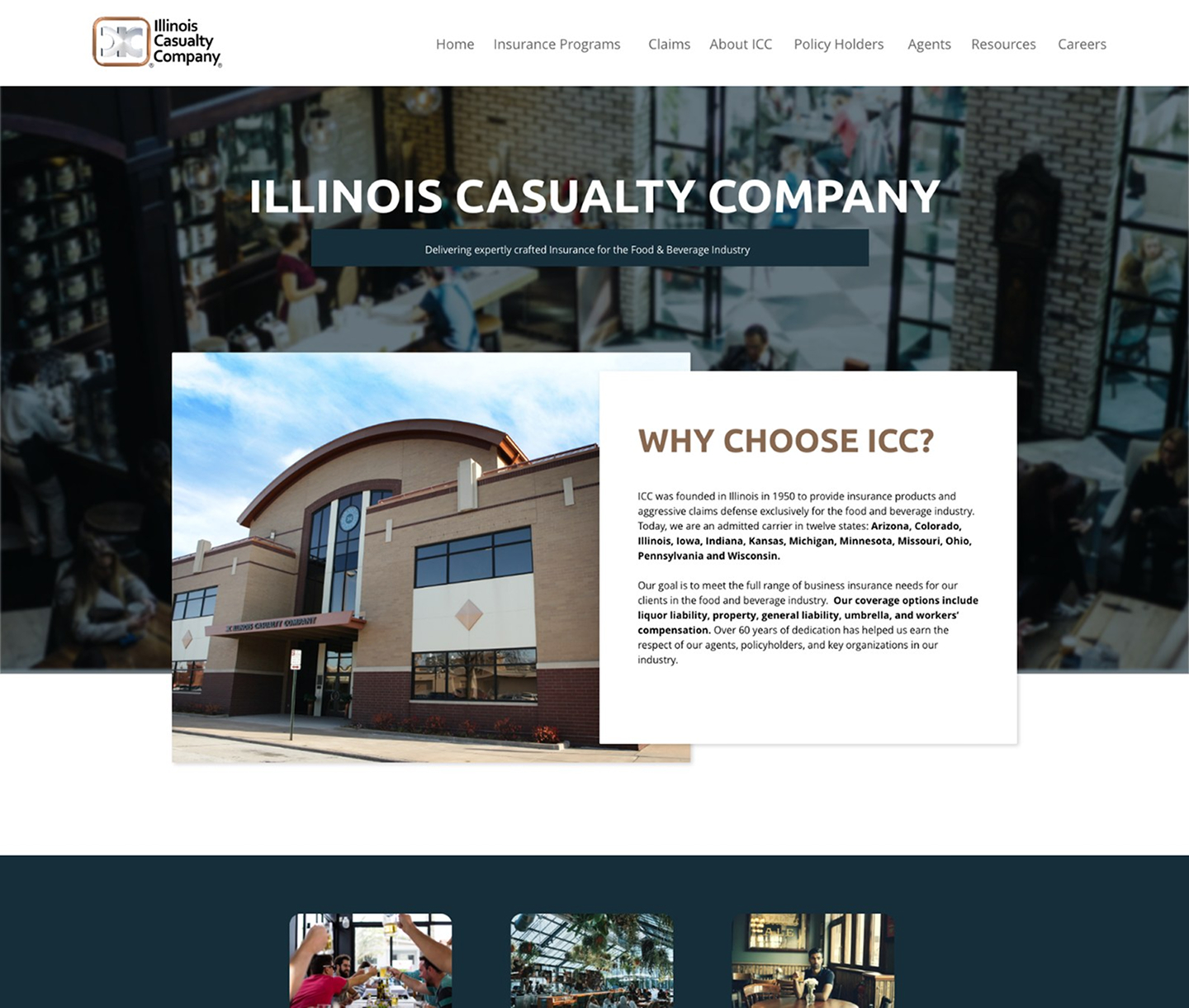 Illinois Casualty Company redesigned homepage